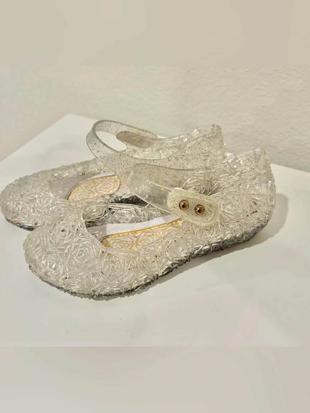 Lot of 2 pairs of  Glitter Jelly Mary Janes - Gold and Silver Size toddler 7-8